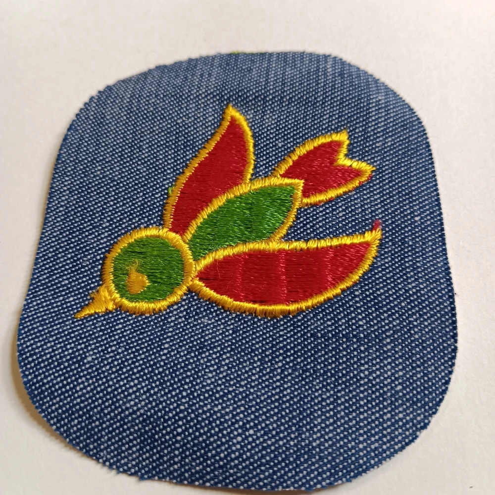 70s Embroidered Bird Vintage Denim Iron On Patch Lot Of 3, 1970s Era Boho Retro - Picture 6 of 9